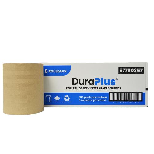 DuraPlus Hardwound Paper Towl, Kraft, 7.8" 600'